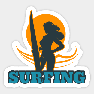 Surfing Colorful Emblem Sticker